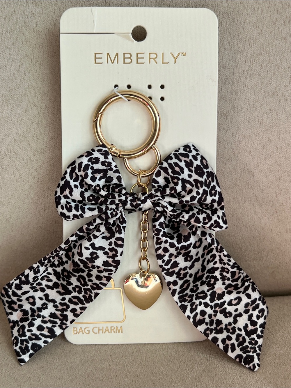 NWT Emberly Leopard Bow Bag Charm